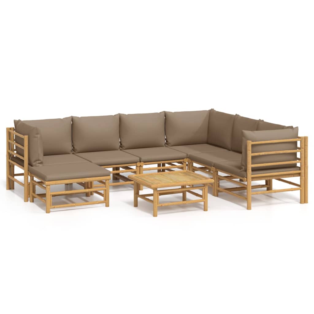 Set Salotto da Giardino 8pz con Cuscini Tortora BambÃƒÂ¹