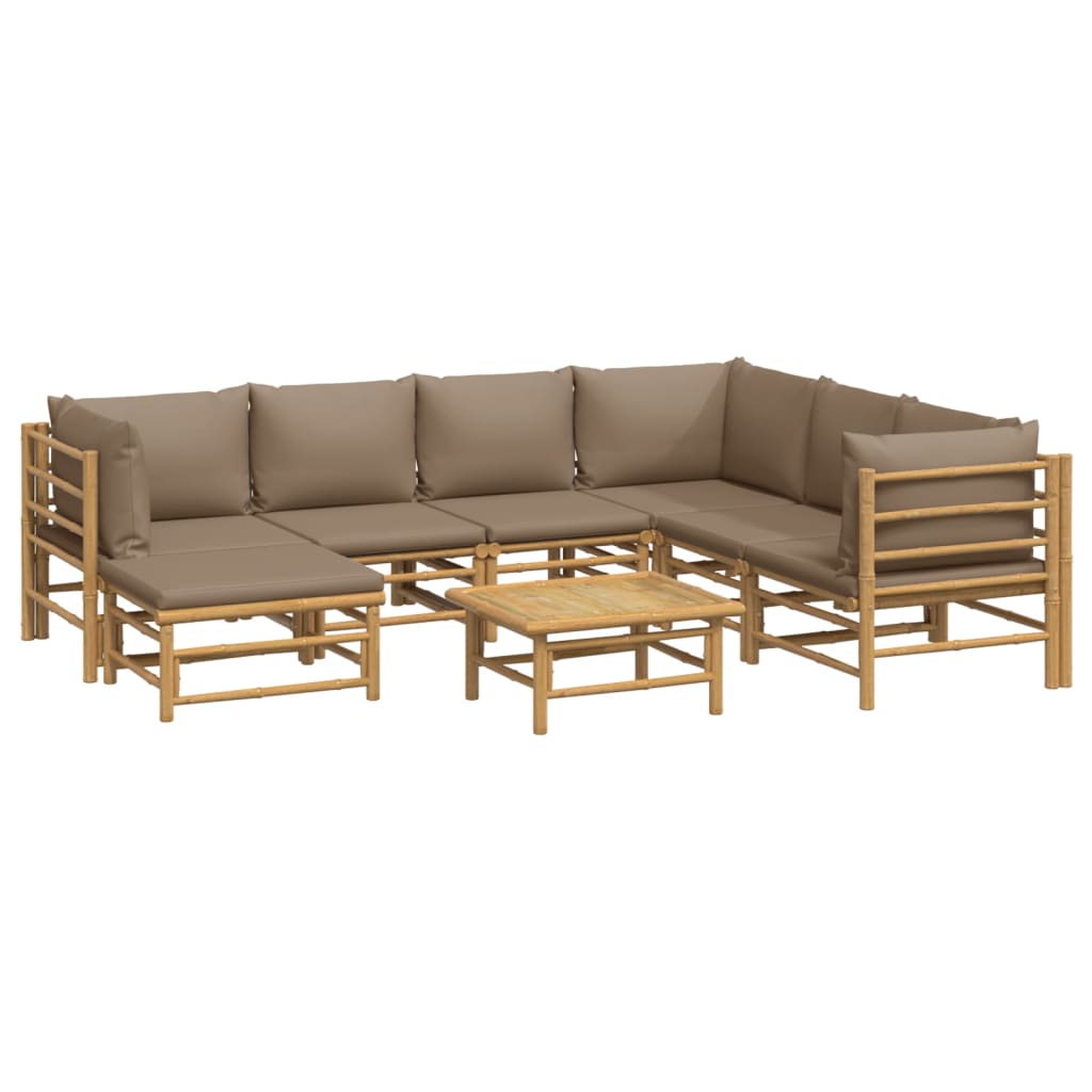 Set Salotto da Giardino 8pz con Cuscini Tortora BambÃƒÂ¹