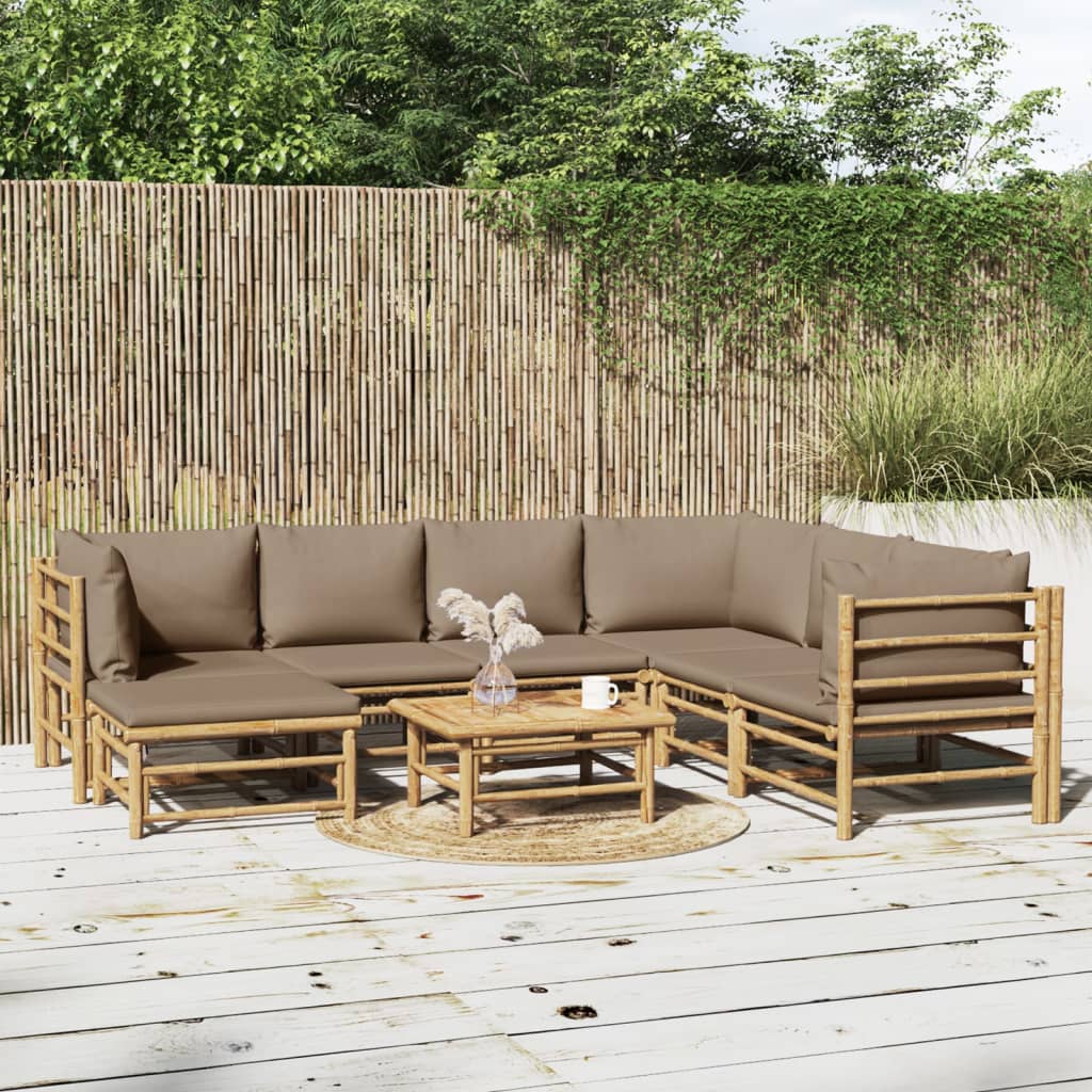 Set Salotto da Giardino 8pz con Cuscini Tortora BambÃƒÂ¹