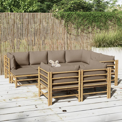 Set Salotto da Giardino 10pz con Cuscini Tortora BambÃƒÂ¹