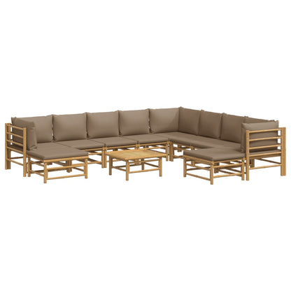 Set Salotto da Giardino 11pz con Cuscini Tortora BambÃƒÂ¹