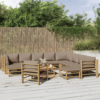Set Salotto da Giardino 12pz con Cuscini Tortora BambÃƒÂ¹