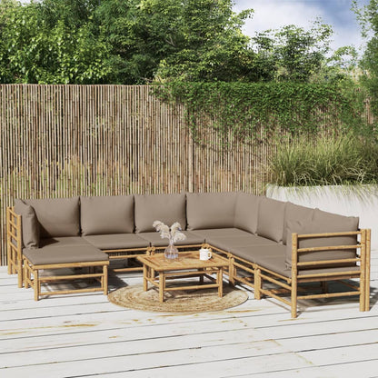 Set Salotto da Giardino 9pz con Cuscini Tortora BambÃƒÂ¹