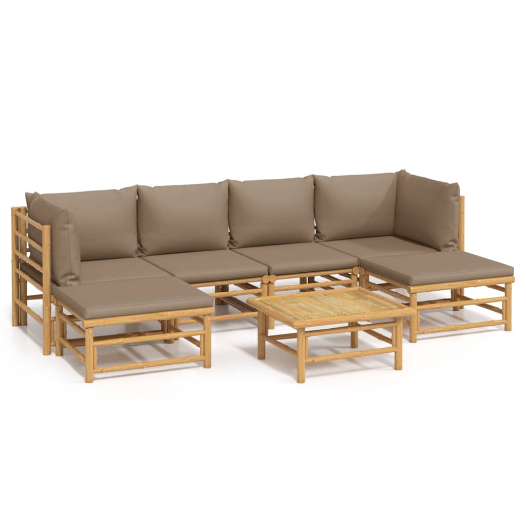 Set Salotto da Giardino 7pz con Cuscini Tortora BambÃƒÂ¹