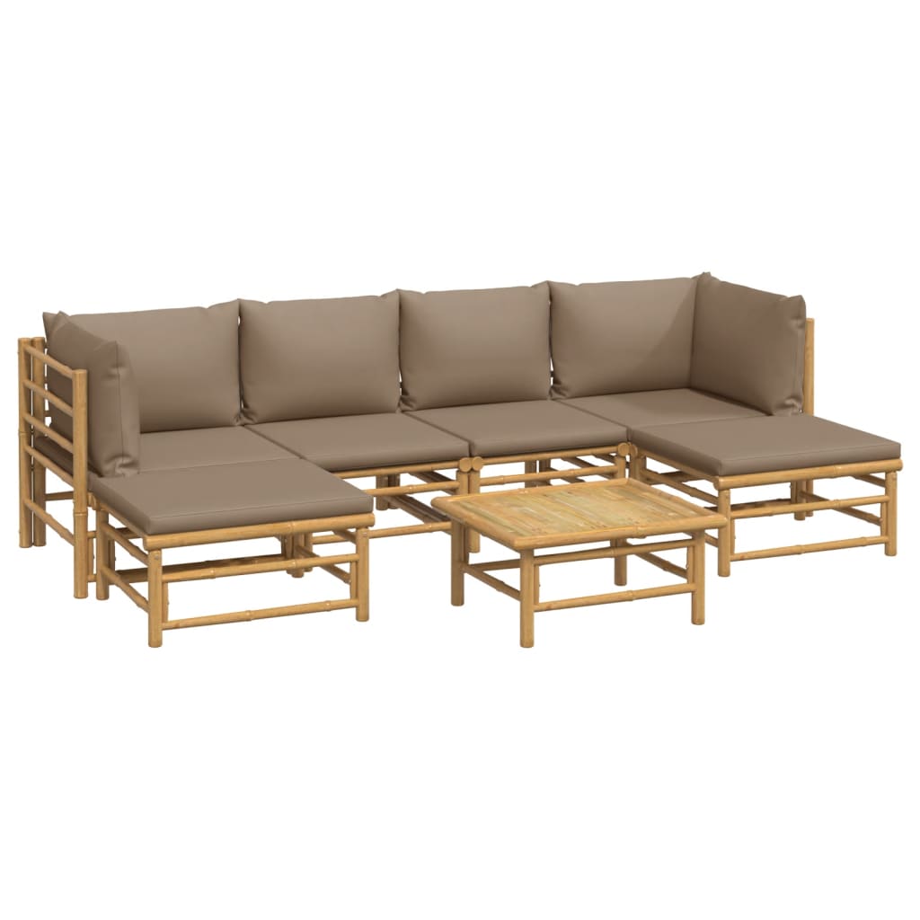 Set Salotto da Giardino 7pz con Cuscini Tortora BambÃƒÂ¹