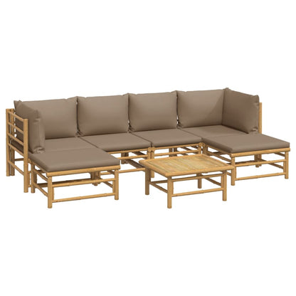 Set Salotto da Giardino 7pz con Cuscini Tortora BambÃƒÂ¹