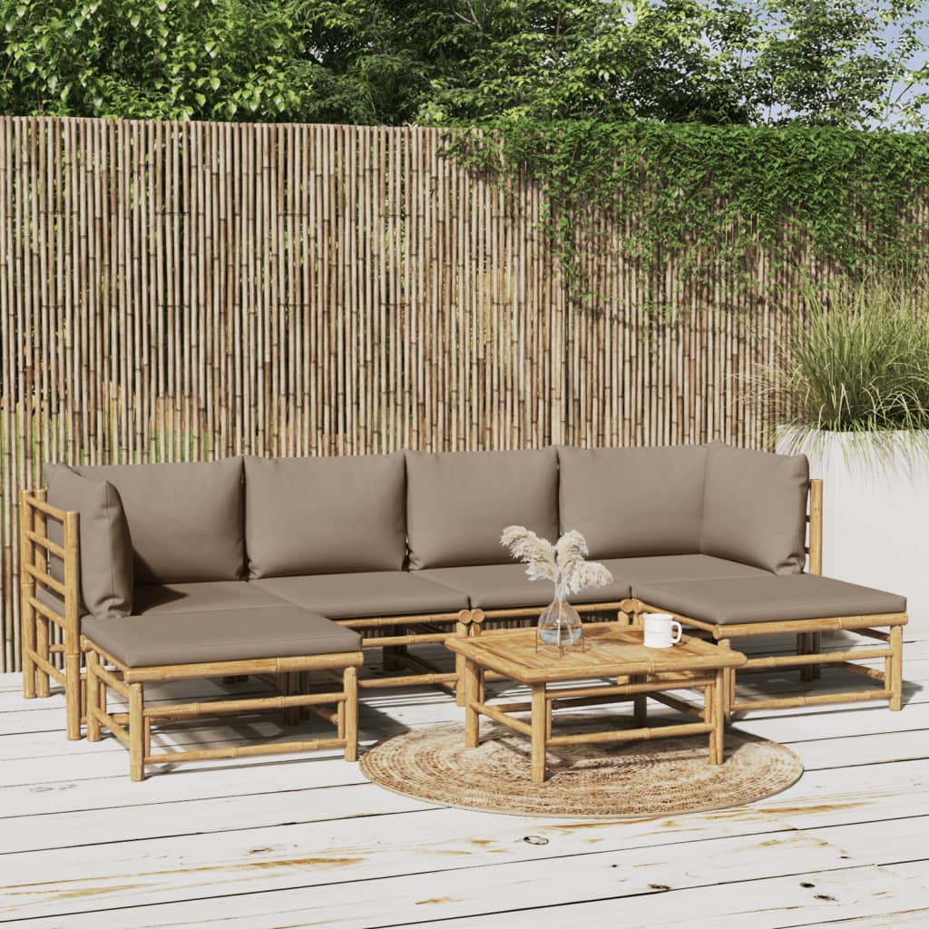 Set Salotto da Giardino 7pz con Cuscini Tortora BambÃƒÂ¹