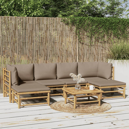 Set Salotto da Giardino 7pz con Cuscini Tortora BambÃƒÂ¹