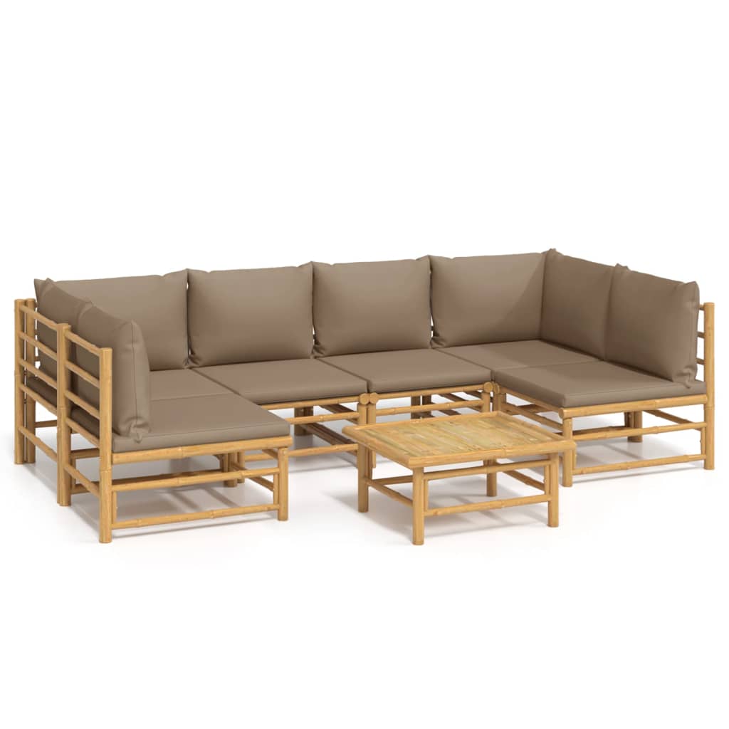 Set Salotto da Giardino 7pz con Cuscini Tortora BambÃƒÂ¹
