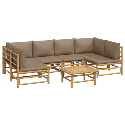 Set Salotto da Giardino 7pz con Cuscini Tortora BambÃƒÂ¹