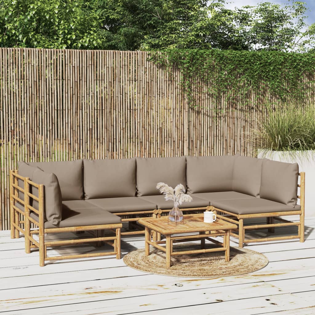Set Salotto da Giardino 7pz con Cuscini Tortora BambÃƒÂ¹