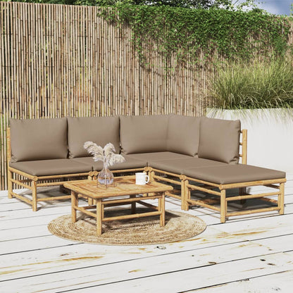 Set Salotto da Giardino 6pz con Cuscini Tortora BambÃƒÂ¹