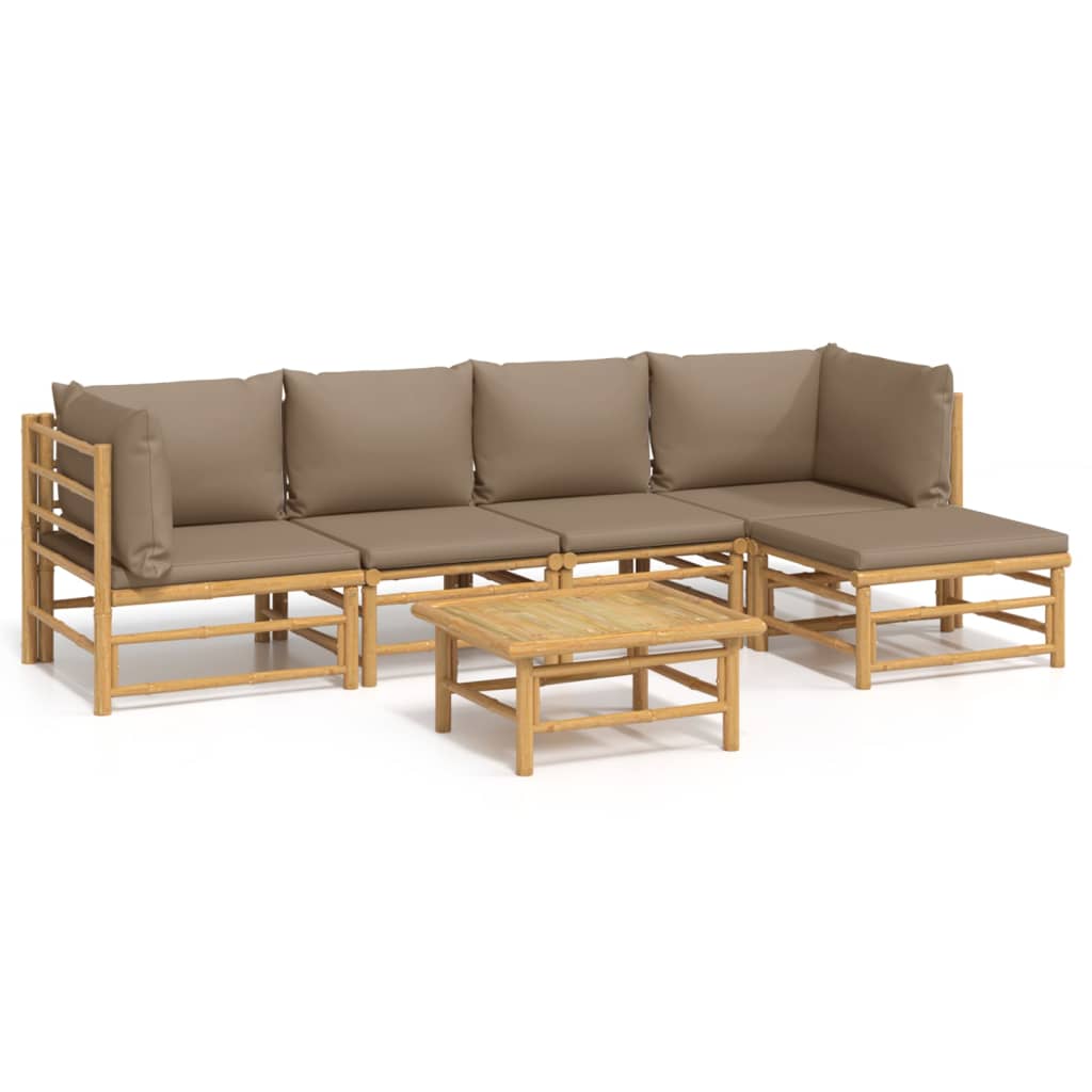Set Salotto da Giardino 6pz con Cuscini Tortora BambÃƒÂ¹