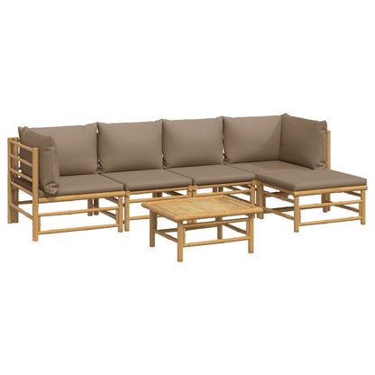 Set Salotto da Giardino 6pz con Cuscini Tortora BambÃƒÂ¹