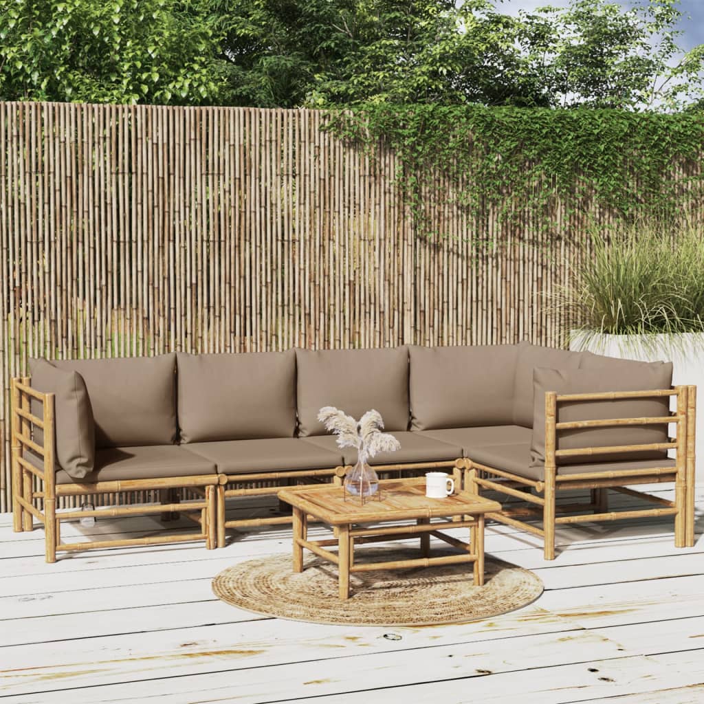 Set Salotto da Giardino 6pz con Cuscini Tortora BambÃƒÂ¹