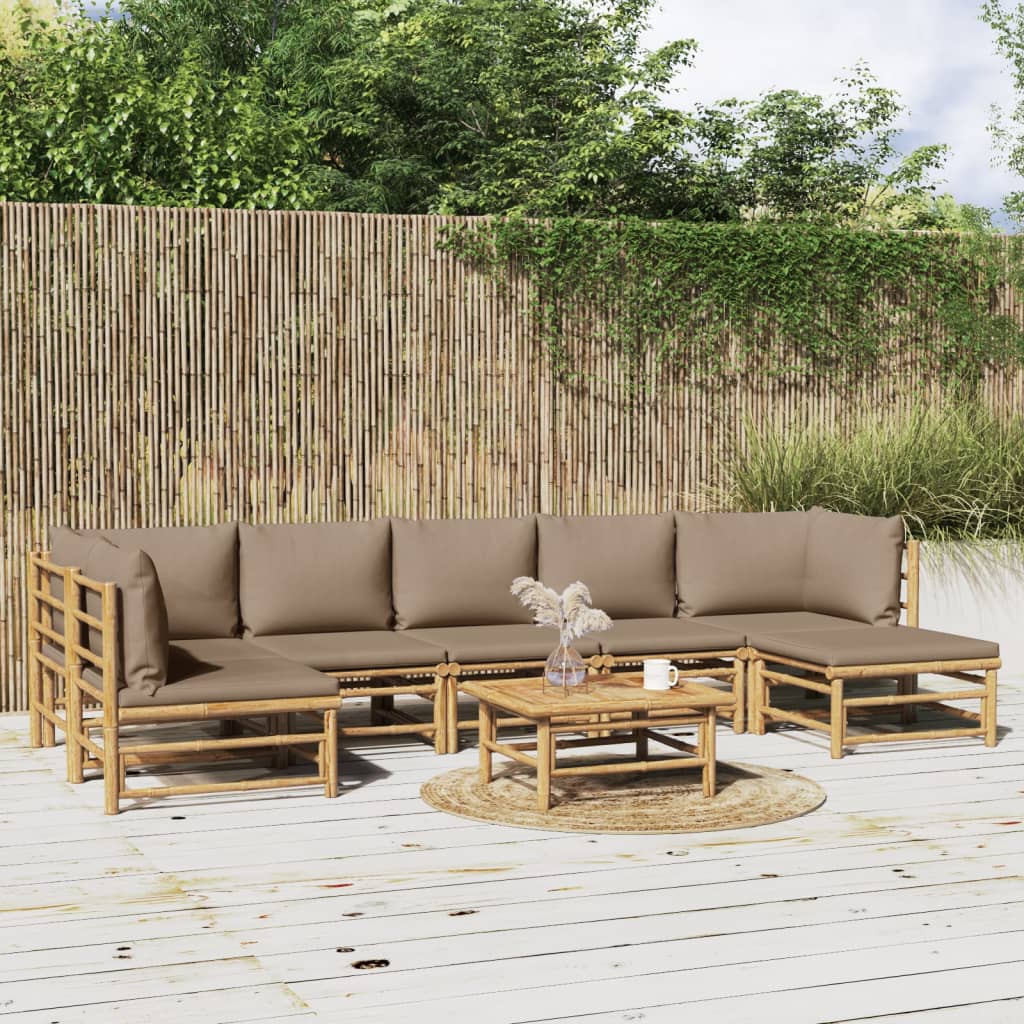 Set Salotto da Giardino 8pz con Cuscini Tortora BambÃƒÂ¹