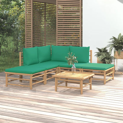 Set Salotto da Giardino 6pz con Cuscini Verdi BambÃƒÂ¹