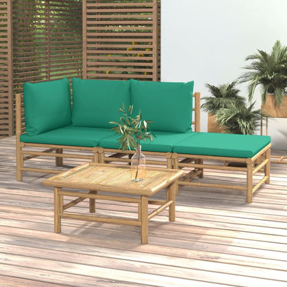 Set Salotto da Giardino 4pz con Cuscini Verdi BambÃ¹
