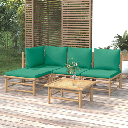 Set Salotto da Giardino 5pz con Cuscini Verdi BambÃƒÂ¹
