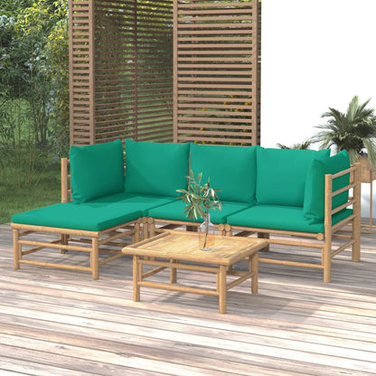 Set Salotto da Giardino 5pz con Cuscini Verdi BambÃƒÂ¹