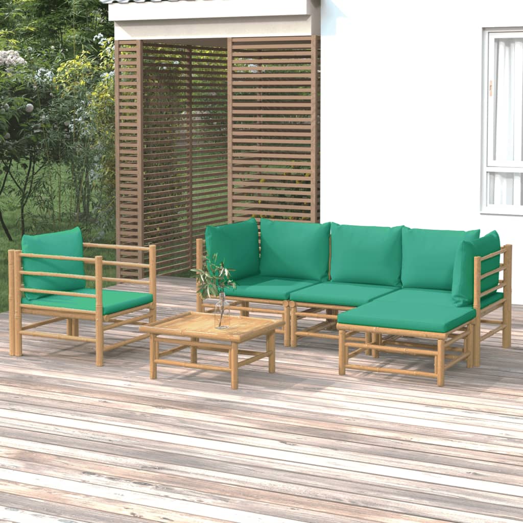 Set Salotto da Giardino 6pz con Cuscini Verdi BambÃƒÂ¹
