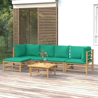 Set Salotto da Giardino 6pz con Cuscini Verdi BambÃƒÂ¹