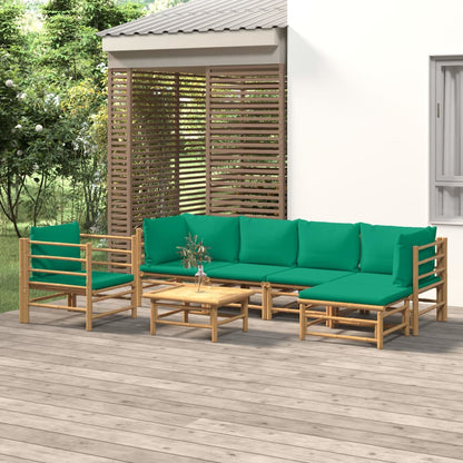 Set Salotto da Giardino 7pz con Cuscini Verdi BambÃƒÂ¹
