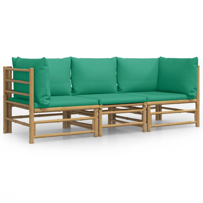 Set Salotto da Giardino 3pz con Cuscini Verdi BambÃƒÂ¹