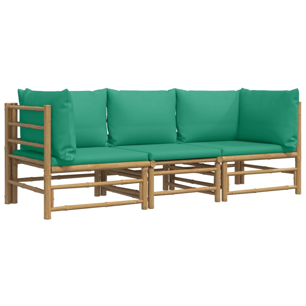 Set Salotto da Giardino 3pz con Cuscini Verdi BambÃƒÂ¹