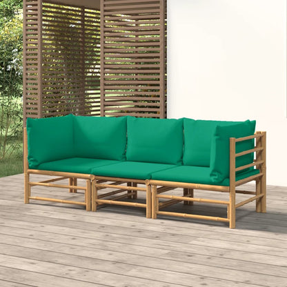 Set Salotto da Giardino 3pz con Cuscini Verdi BambÃƒÂ¹