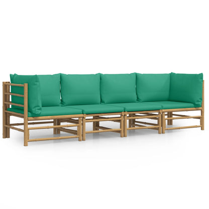 Set Salotto da Giardino 4pz con Cuscini Verdi BambÃ¹