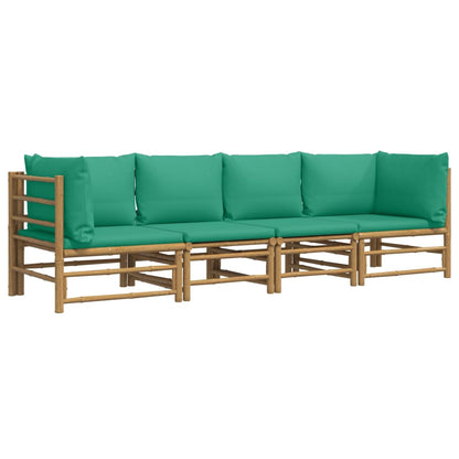 Set Salotto da Giardino 4pz con Cuscini Verdi BambÃ¹