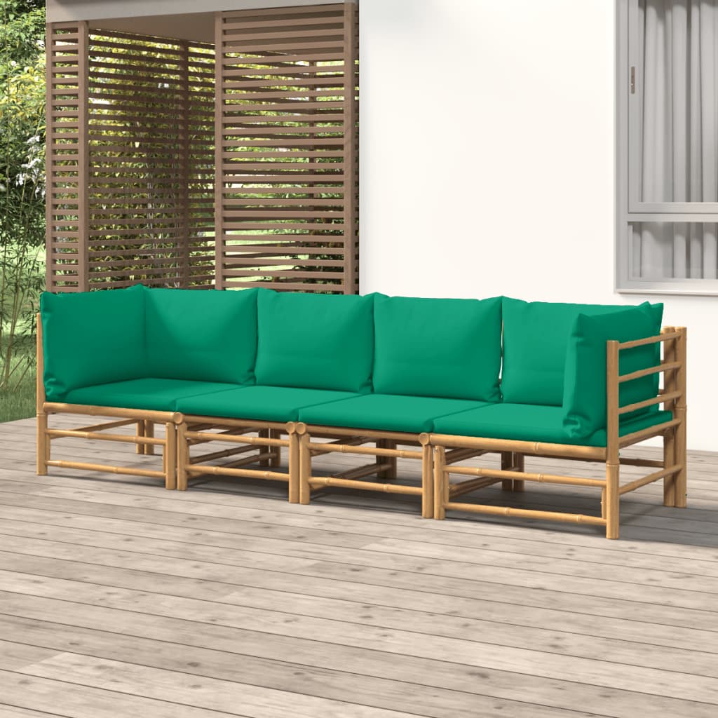 Set Salotto da Giardino 4pz con Cuscini Verdi BambÃ¹