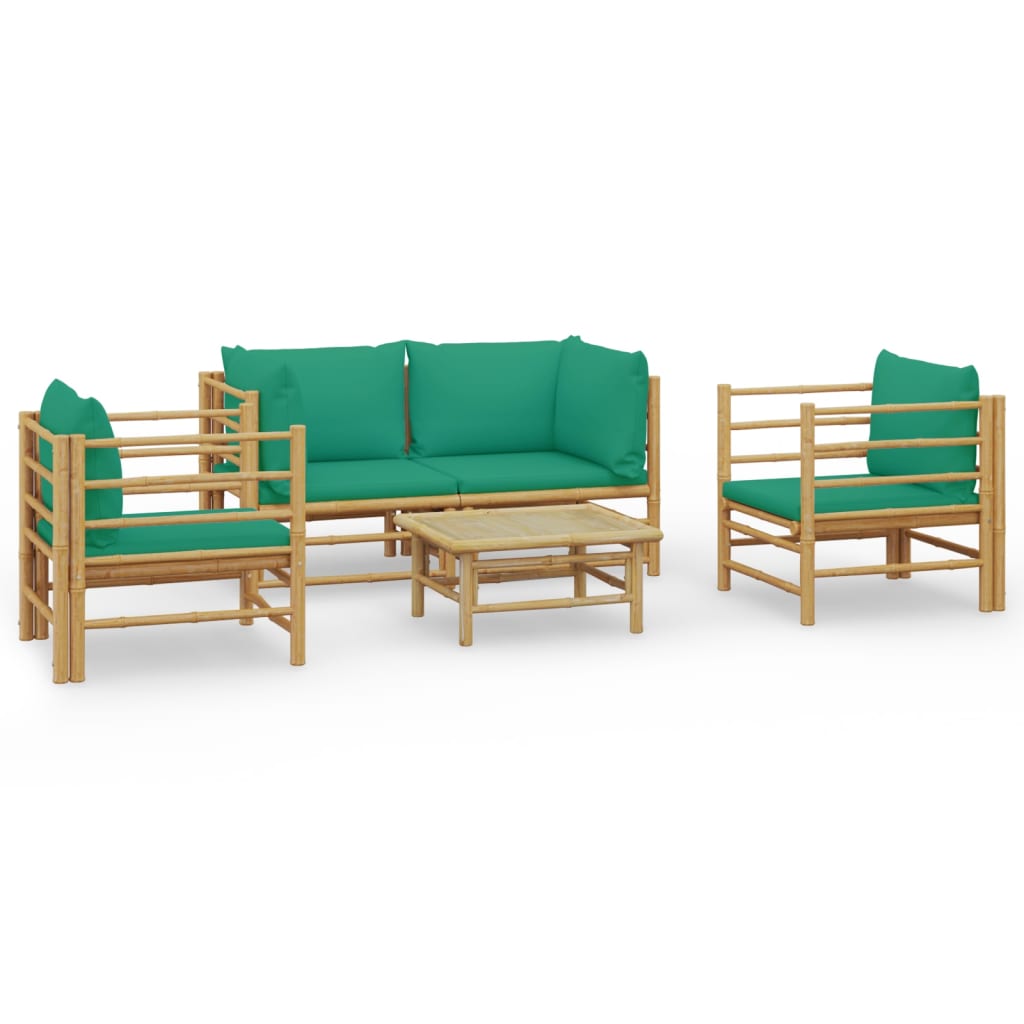 Set Salotto da Giardino 5pz con Cuscini Verdi BambÃƒÂ¹