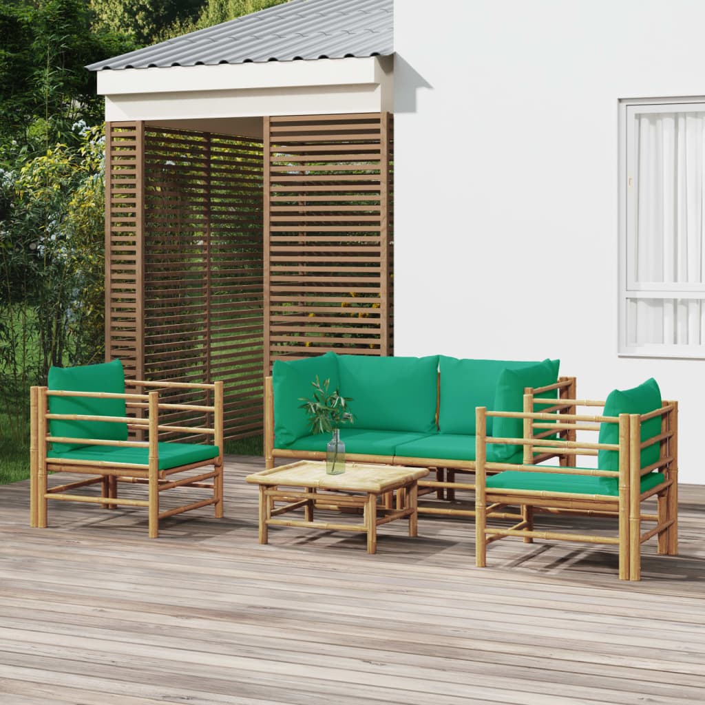 Set Salotto da Giardino 5pz con Cuscini Verdi BambÃƒÂ¹
