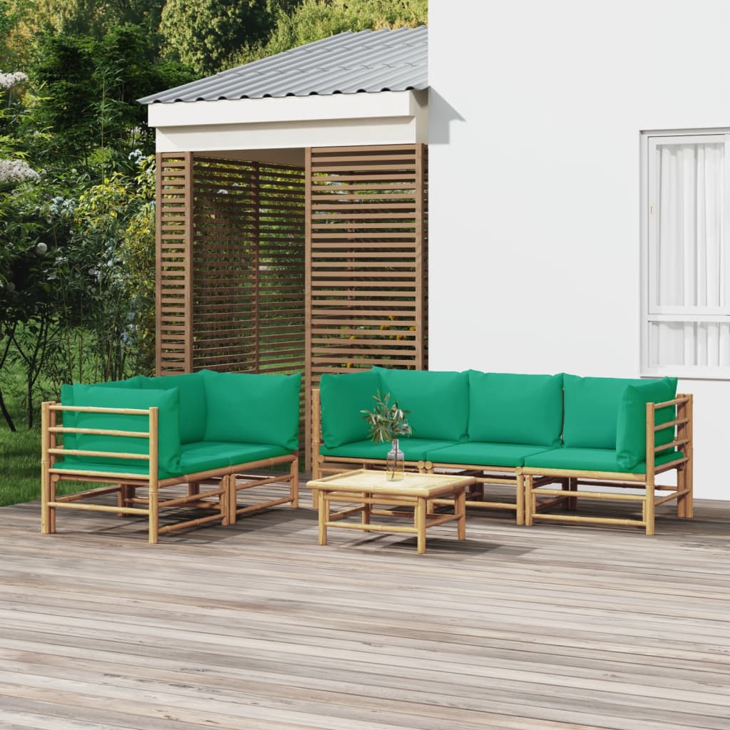 Set Salotto da Giardino 6pz con Cuscini Verdi BambÃƒÂ¹