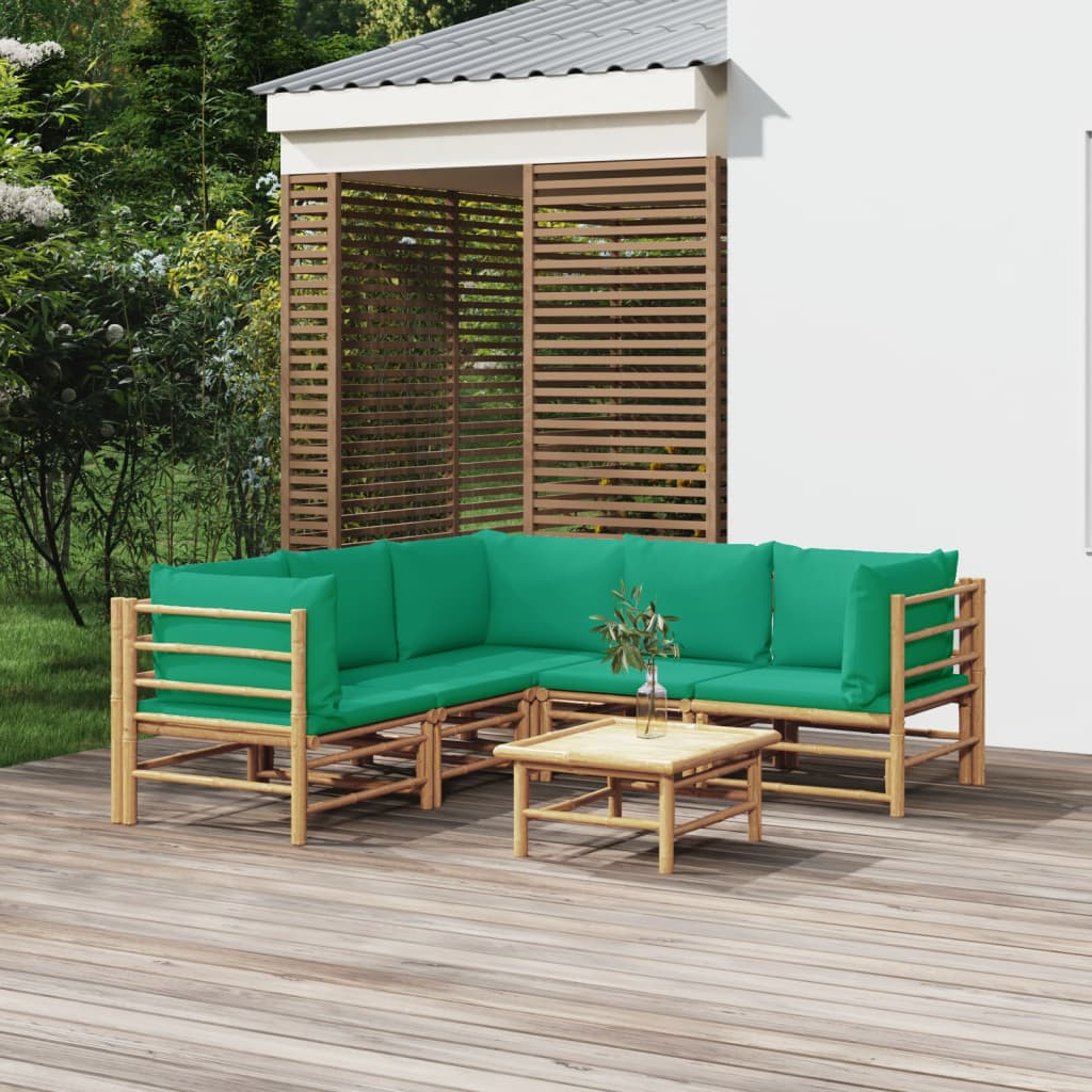 Set Salotto da Giardino 6pz con Cuscini Verdi BambÃƒÂ¹