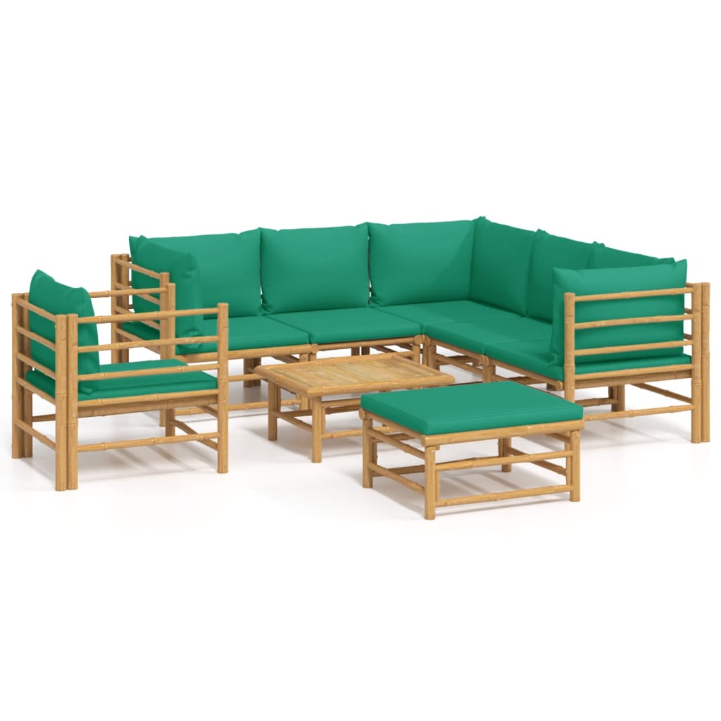 Set Salotto da Giardino 8pz con Cuscini Verdi BambÃƒÂ¹
