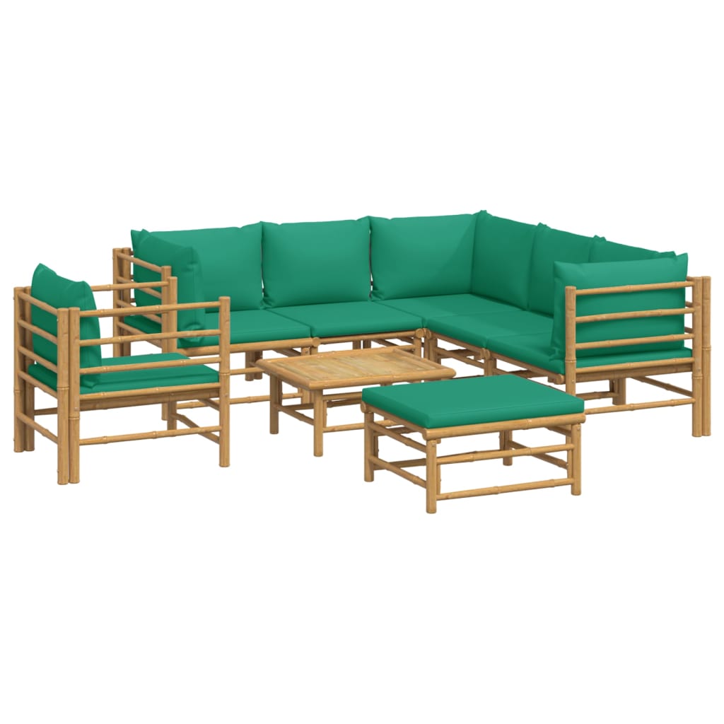 Set Salotto da Giardino 8pz con Cuscini Verdi BambÃƒÂ¹