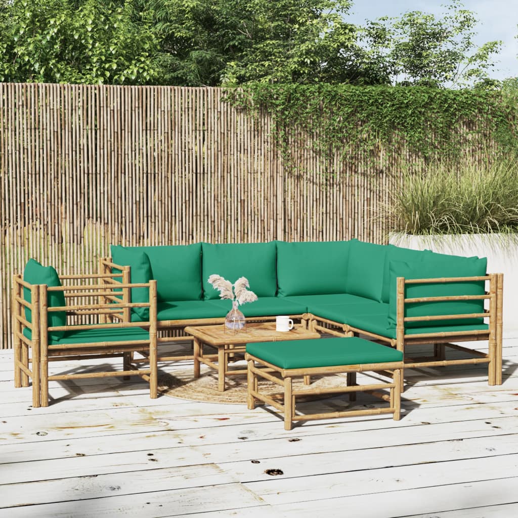 Set Salotto da Giardino 8pz con Cuscini Verdi BambÃƒÂ¹
