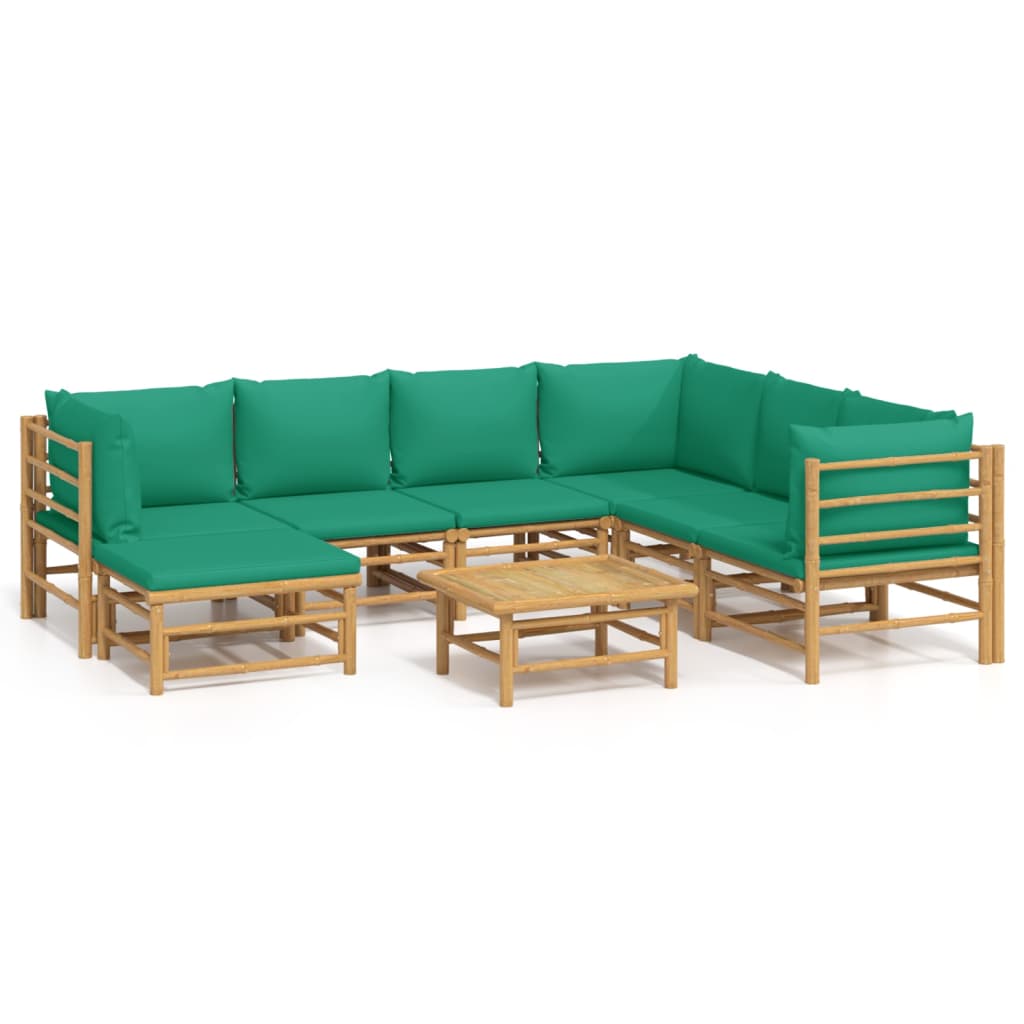 Set Salotto da Giardino 8pz con Cuscini Verdi BambÃƒÂ¹