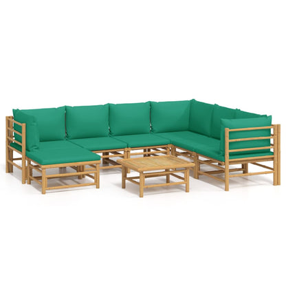 Set Salotto da Giardino 8pz con Cuscini Verdi BambÃƒÂ¹