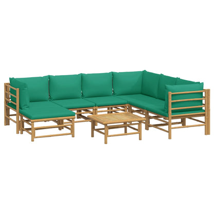 Set Salotto da Giardino 8pz con Cuscini Verdi BambÃƒÂ¹