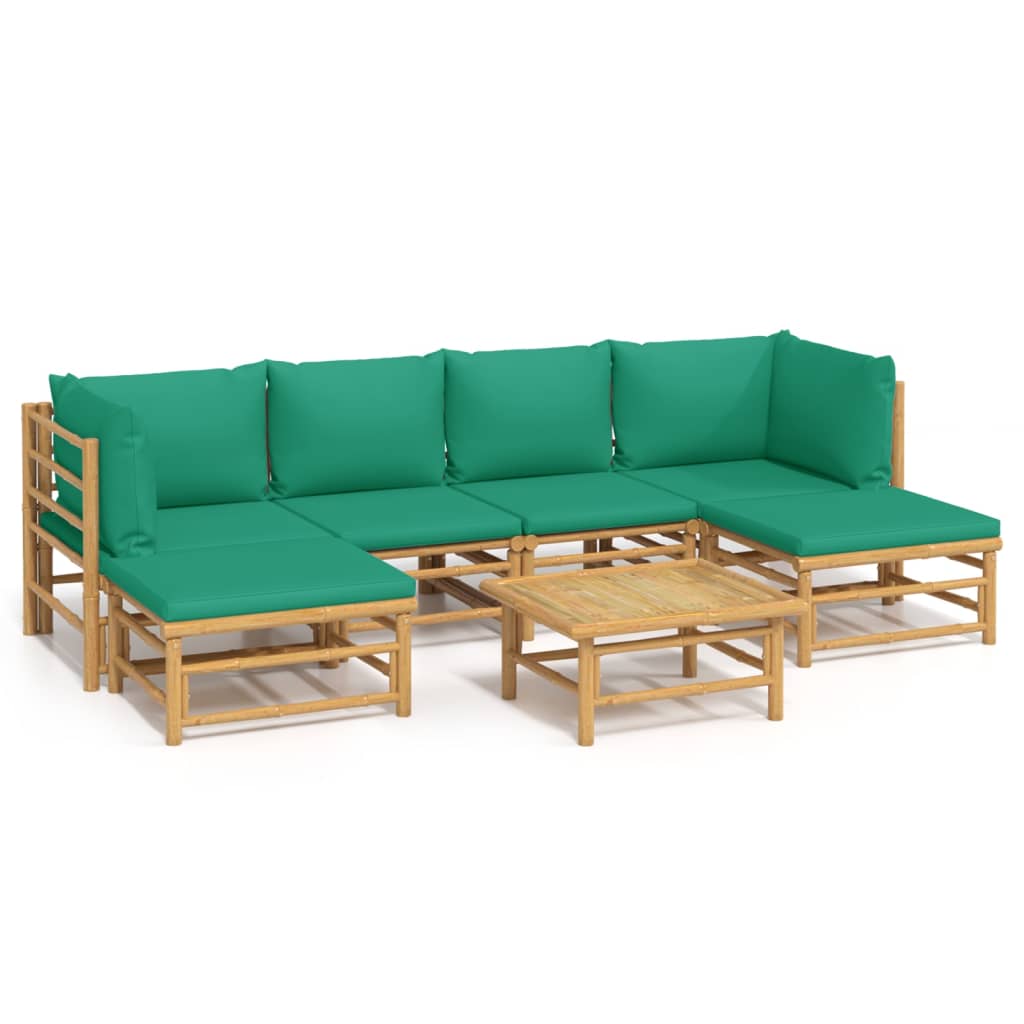 Set Salotto da Giardino 7pz con Cuscini Verdi BambÃƒÂ¹