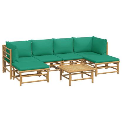Set Salotto da Giardino 7pz con Cuscini Verdi BambÃƒÂ¹