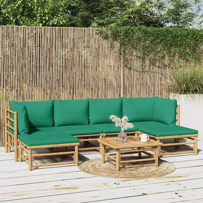 Set Salotto da Giardino 7pz con Cuscini Verdi BambÃƒÂ¹