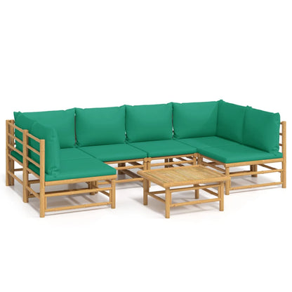 Set Salotto da Giardino 7pz con Cuscini Verdi BambÃƒÂ¹