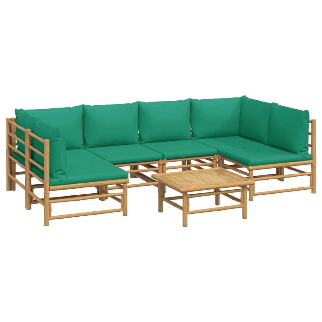 Set Salotto da Giardino 7pz con Cuscini Verdi BambÃƒÂ¹