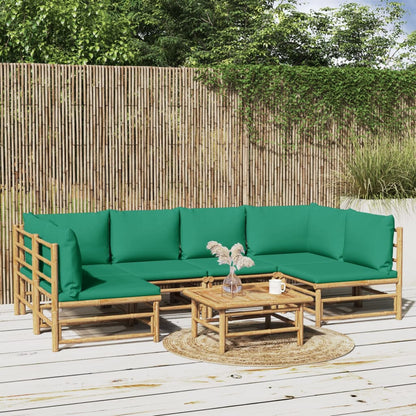 Set Salotto da Giardino 7pz con Cuscini Verdi BambÃƒÂ¹