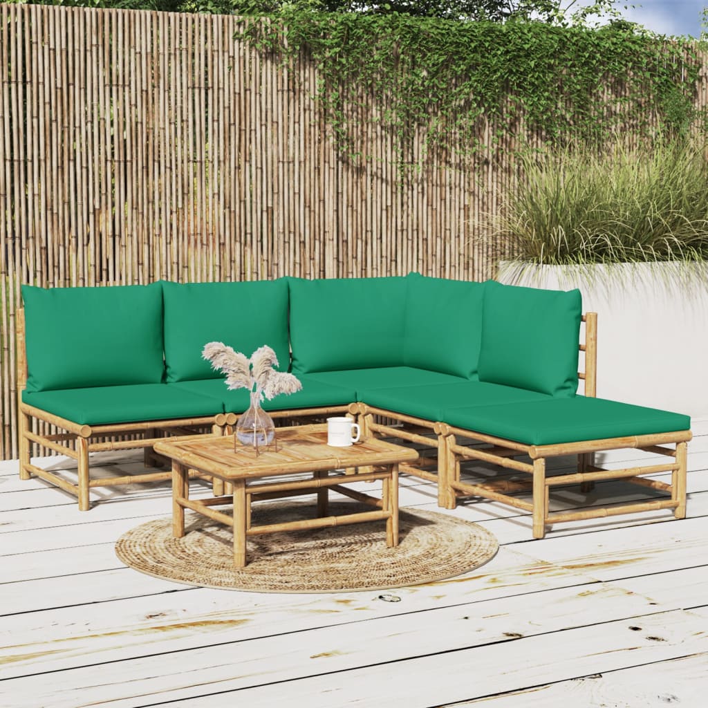 Set Salotto da Giardino 6pz con Cuscini Verdi BambÃƒÂ¹